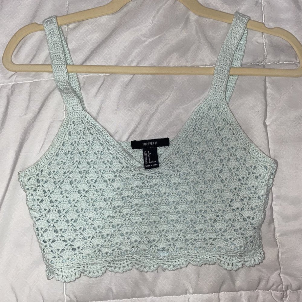 Mint Knitted Crop Tank